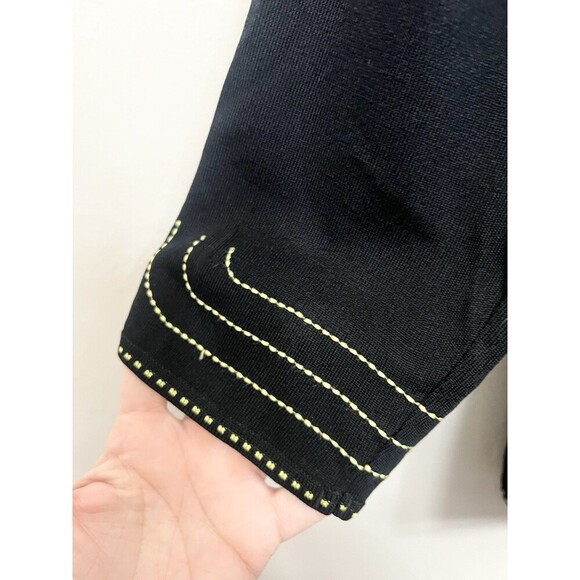 Ming Wang Black w green stitching Cardigan Jacket Travel Acrylic Top Boxy Medium - Picture 5 of 8